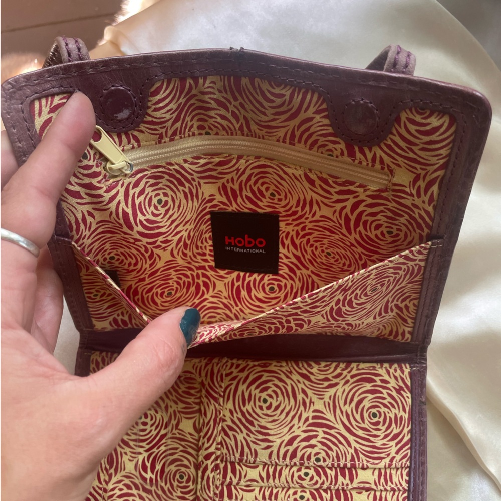 Hobo International Distressed Purple Crossbody Wallet - Picture 8 of 8